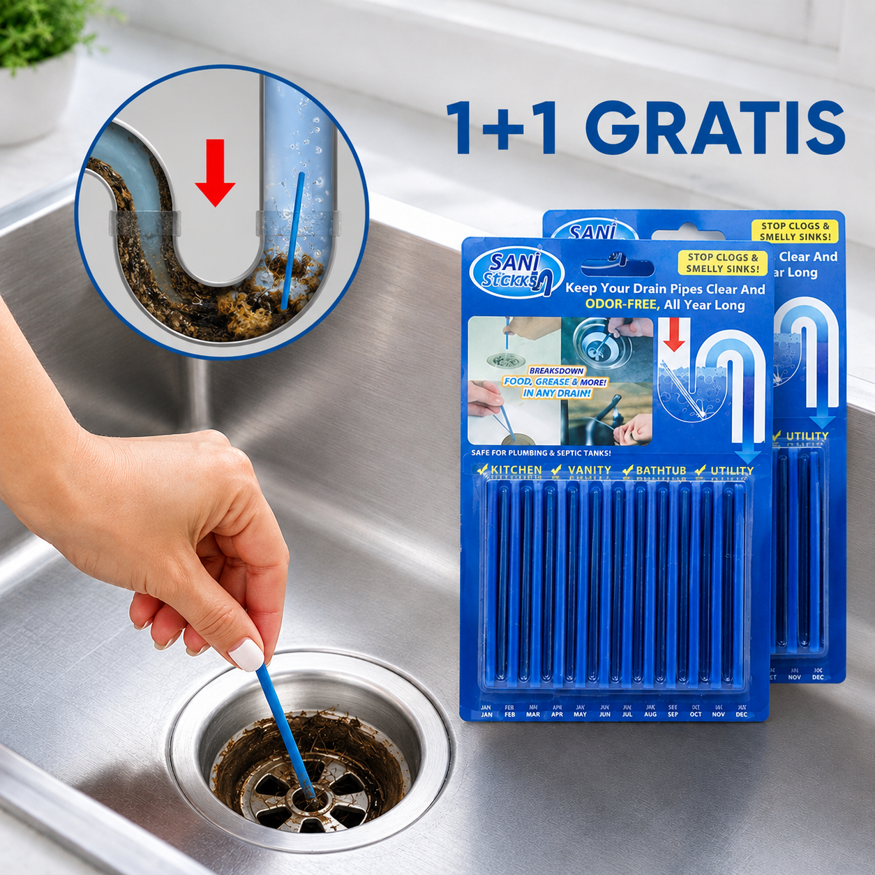Sani sticks- Magični štapići za čišćenje slivnika i odvoda 1+1 GRATIS