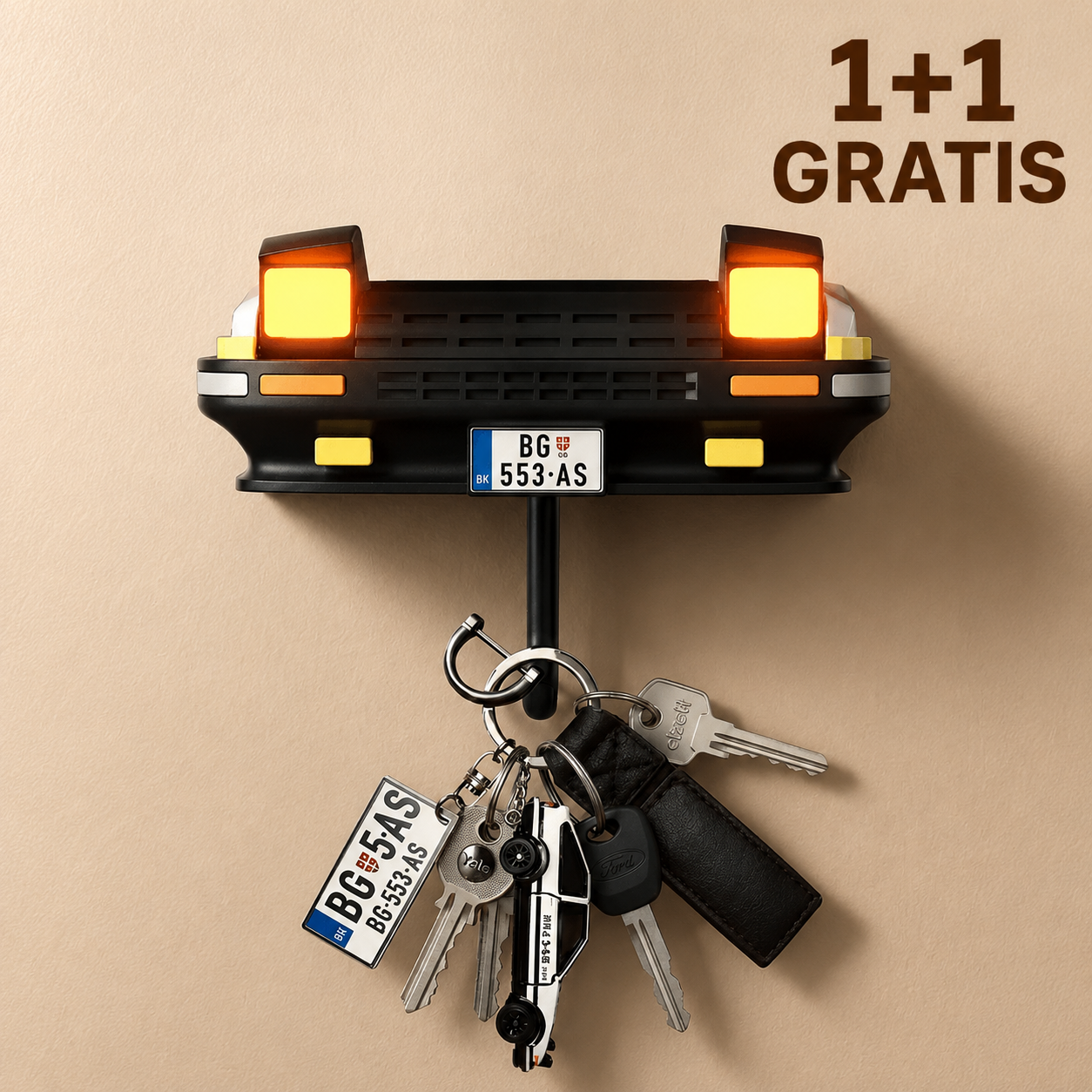 Zidni držač za ključeve u obliku automobila 1+1 GRATIS